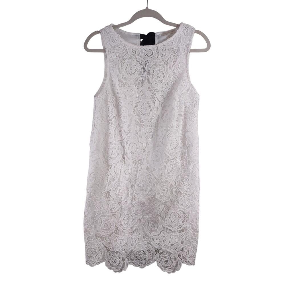 Flying Tomato  Floral Lace Dress with Black Bow at Neck, Size Small